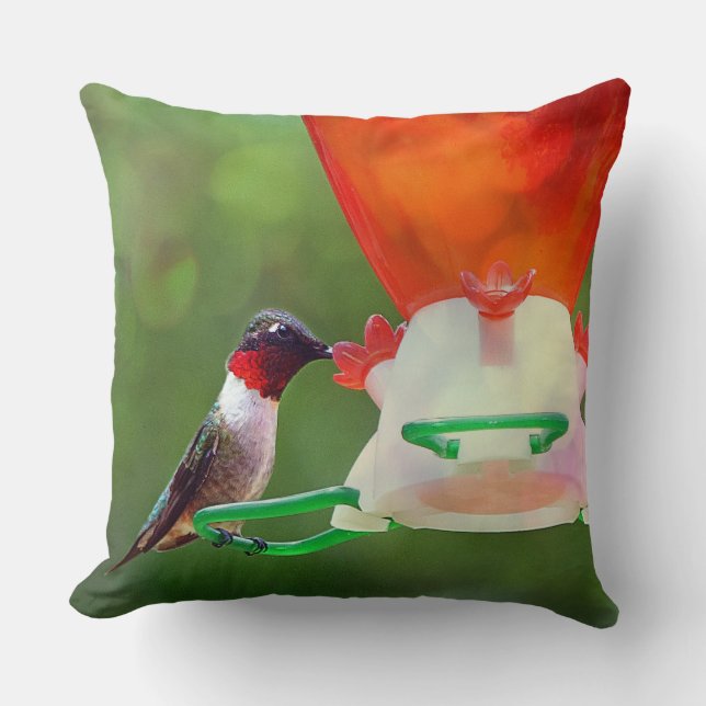 Coussin Colibri Ruby Throsé (Recto)