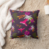 Coussin Colibris et fleurs Botaniques colorés (Couverture)