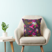 Coussin Colibris et fleurs Botaniques colorés (Chaise)