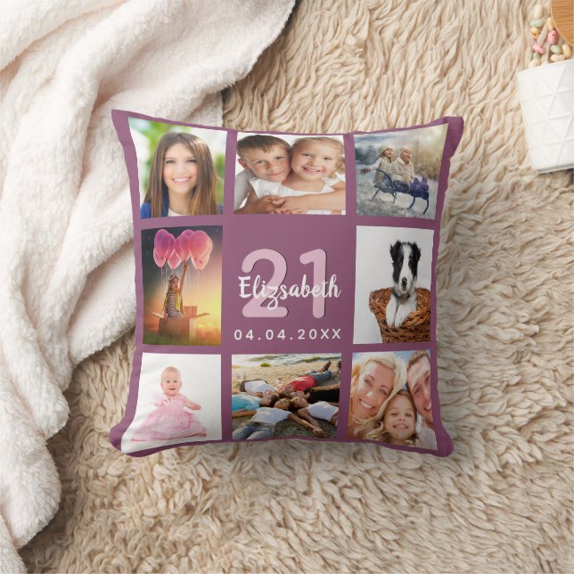Coussin Colis photo violet anniversaire (Couverture)