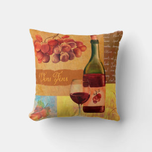 Coussin collage à vin de style vintage avec tirage à l'aqu