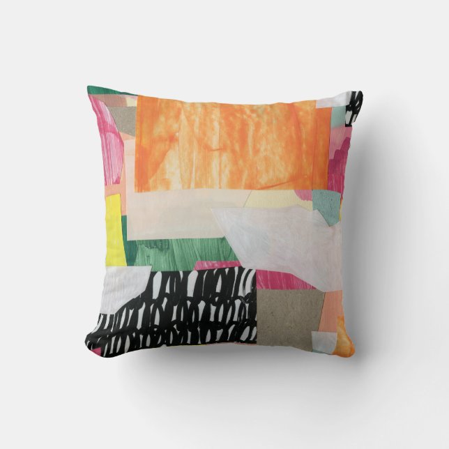 Coussin Collage art, moderne coloré abstrait. (Recto)