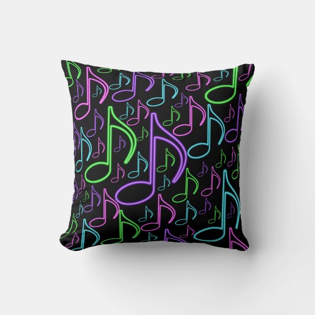 Coussin Collage au néon de note de musique de cool et (Recto)