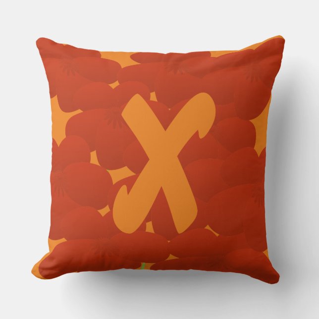 Coussin Collage d'anémones Abstrait Monogramme Floral (Recto)