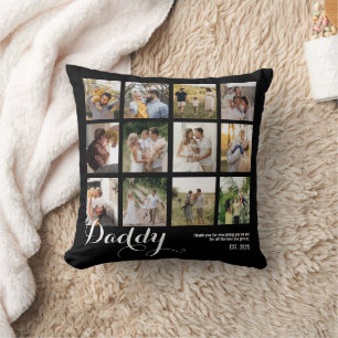 Coussin Collage de 12 photos B & W Cadeau pour papa