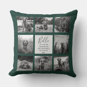 Coussin Collage de 8 photos personnalisé Vert foncé