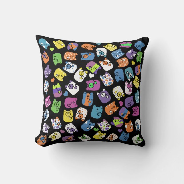 Coussin Collage de chats colorés (Recto)