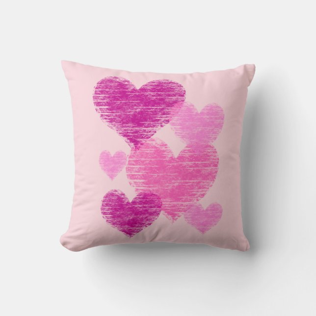 Coussin Collage de coeur rose en relief (Recto)