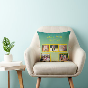Coussin Collage de famille pour les fêtes avec écriture do