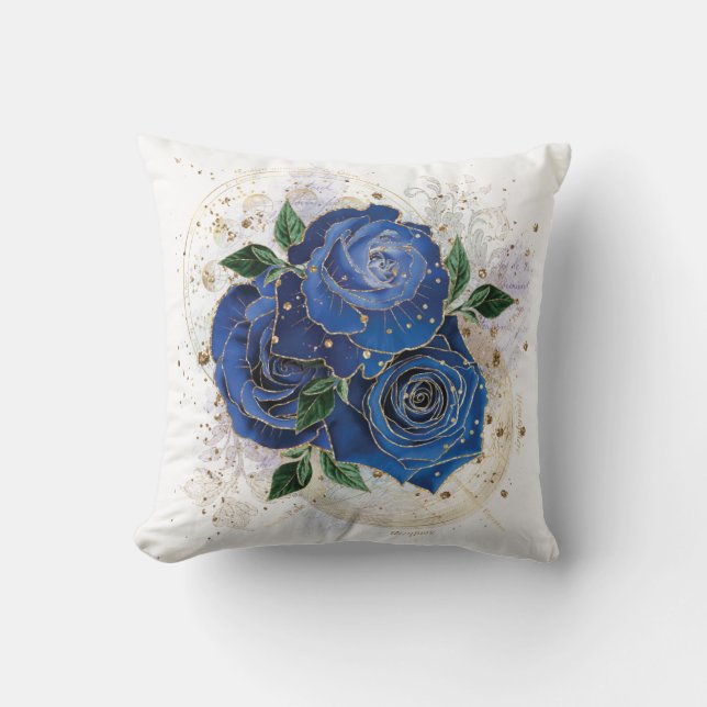 Coussin Collage de fille - bleu minuit (Recto)