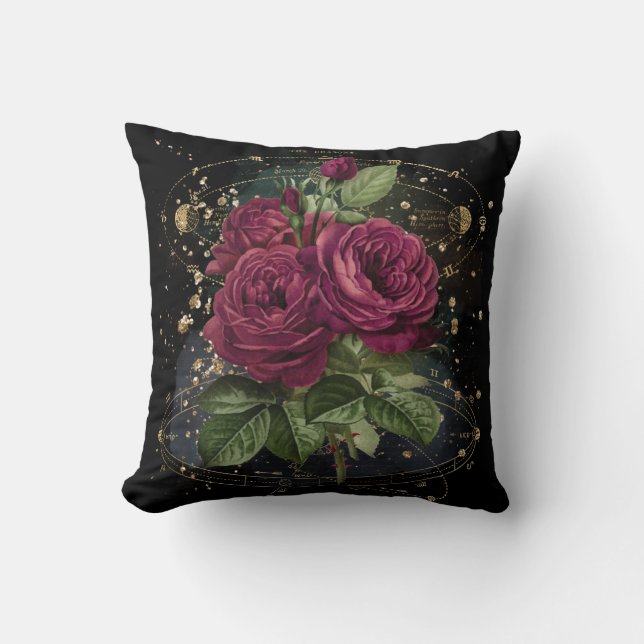 Coussin Collage de filles - roses rouges du sang (Recto)