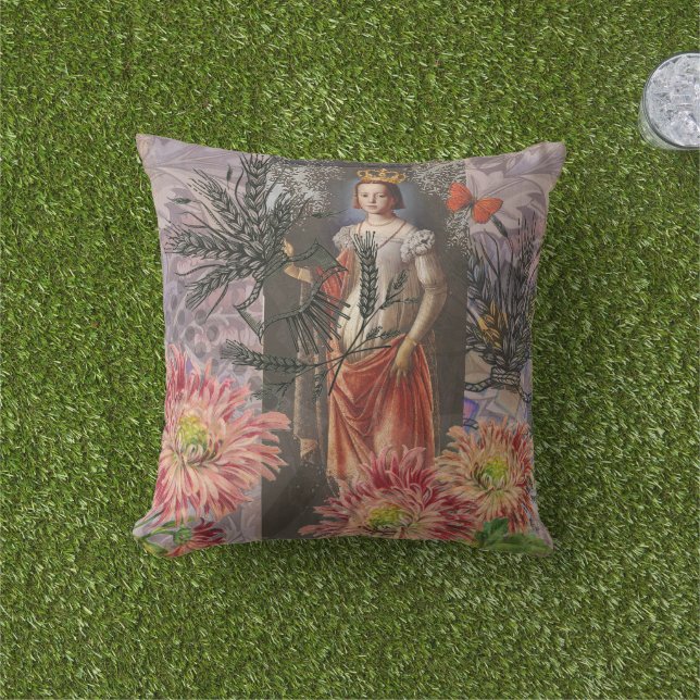 Coussin Collage de la déesse céleste Vierge : Céleste vint (Herbe)