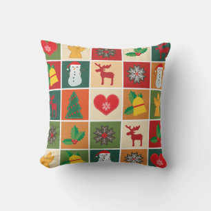 Coussin Collage de Noël coloré
