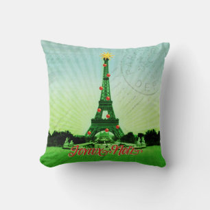 Coussin Collage de Noël Tour Eiffel