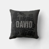 Coussin Collage de noms moderne et cool en noir et gris (Verso)