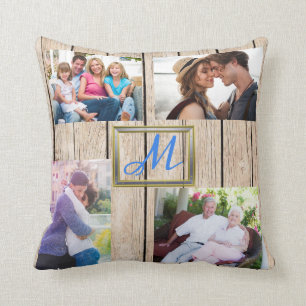 Coussin Collage de photo de nom de famille