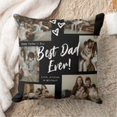 Coussin Collage de photos 6 Typography Script Papa Noir (Couverture)