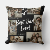 Coussin Collage de photos 6 Typography Script Papa Noir (Recto)