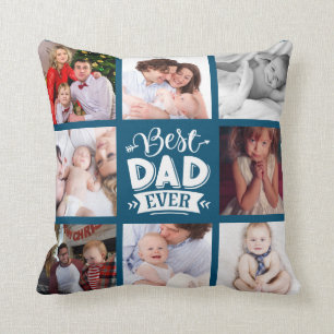 Coussin Collage de photos BEST DAD JAMAIS cadeau Fête des 