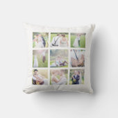 Coussin Collage de photos carré blanc simple personnalisé (Recto)