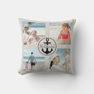 Coussin Collage de photos d'ancre personnalisé