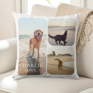 Coussin Collage de photos de compagnie personnalisé simple