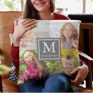 Coussin Collage de photos de famille