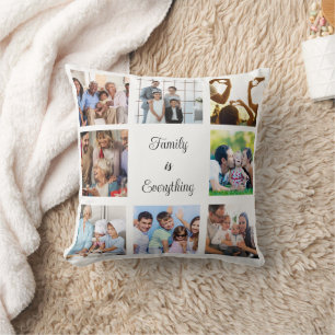 Coussin Collage de photos de famille et d'amis