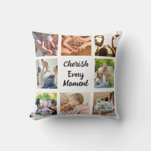 Coussin Collage de photos de famille et d'amis