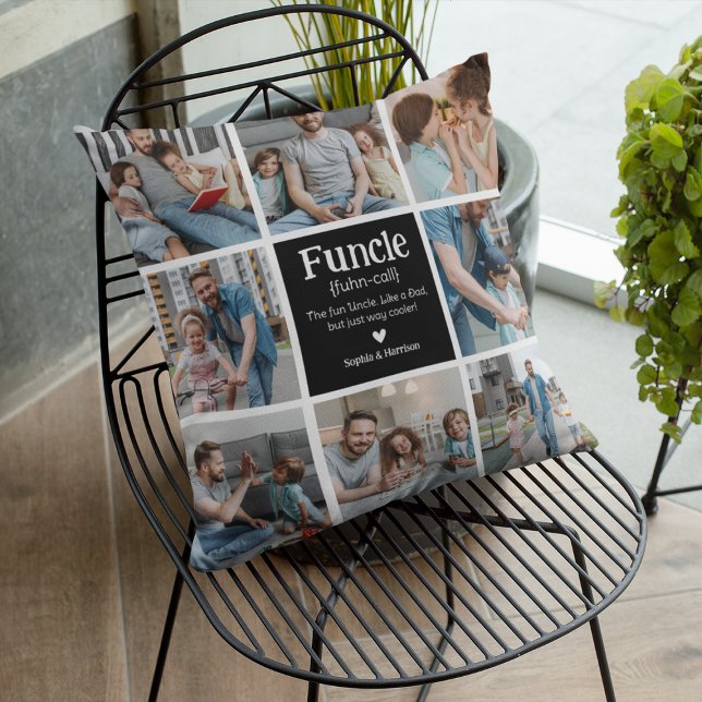 Coussin Collage de photos de l'oncle Définition Oncle mode (Créateur téléchargé)