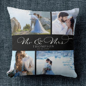 Coussin Collage de photos de mariage élégant personnalisé