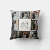 Coussin Collage de photos de mariage Monogramme des mariés (Verso)