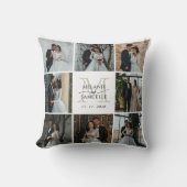 Coussin Collage de photos de mariage Monogramme des mariés (Recto)
