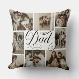 Coussin Collage de photos de Papa en typographie Script 8