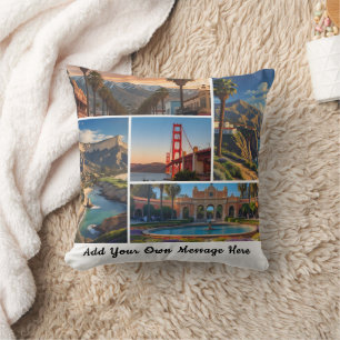 Coussin Collage de photos de voyage sur les monuments de l