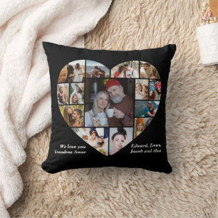 Coussin Collage de photos du coeur Je t'aime Personnalisé