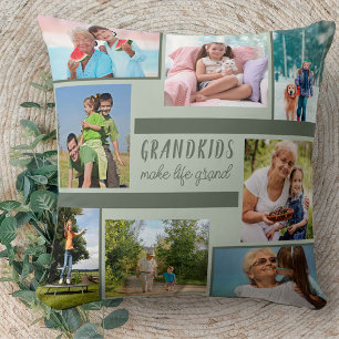 Coussin Collage de photos et citation pour grands-parents