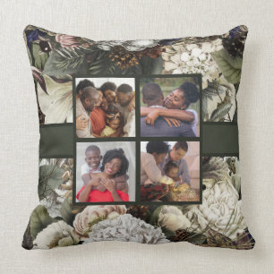 Coussin Collage de photos familiales Élégant Jardin d'hive