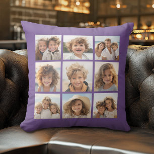 Coussin Collage de photos Instagram 9 photos Aubergine Vio