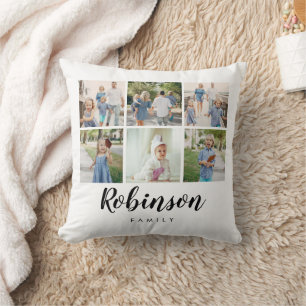 Coussin Collage de photos monogrammes Famille classique