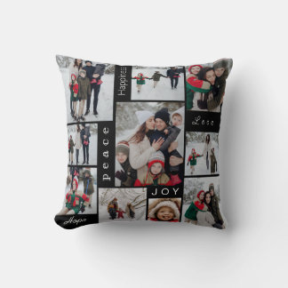 Coussin Collage de photos noir Noël