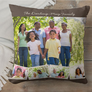 Coussin Collage de photos Nom de famille ZigZag Photo Stri
