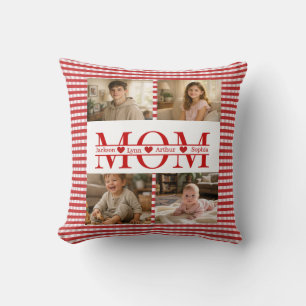 Coussin Collage de photos personnalisé Cœur de maman et no