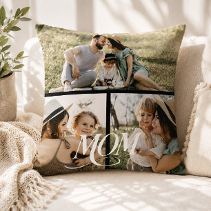 Coussin Collage de photos personnalisé pour maman