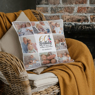 Coussin Collage de photos pour les 60 ans de grand-mère, p