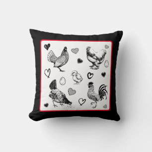 Coussin Collage de poulets mignons
