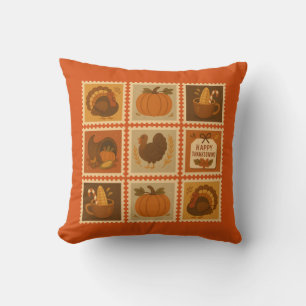 Coussin Collage de timbre de Thanksgiving