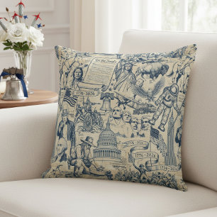 Coussin Collage d'histoire américaine vintage USA 250 ID13