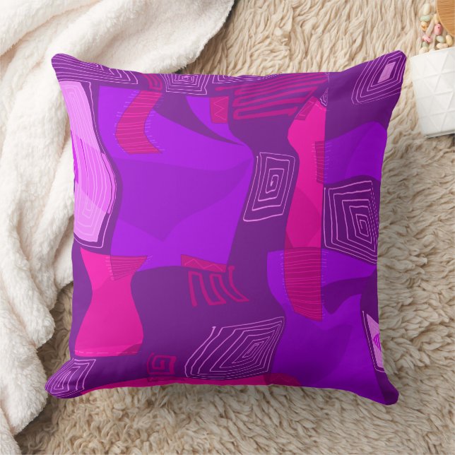 Coussin Collage égyptien psychédélique - Fuchsia violette (Couverture)