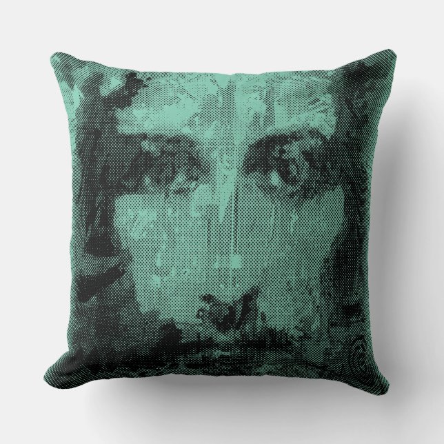 Coussin Collage en demi-teinte noir Jésus-Christ + vos idé (Recto)